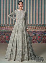 Load image into Gallery viewer, Elegant Grey Heavy Embroidered Anarkali Suit
