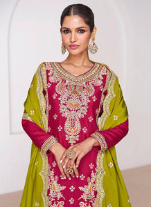 Elegant Multicolor Designer Palazzo Style Suit