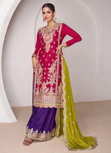 Elegant Multicolor Designer Palazzo Style Suit