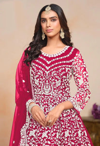 Elegant Pink Embroidered Anarkali Gown