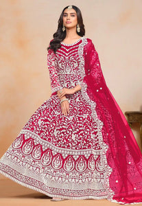 Elegant Pink Embroidered Anarkali Gown