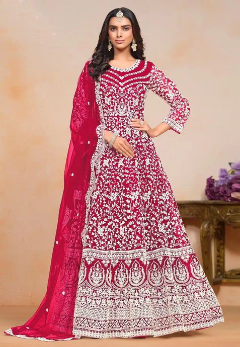 Elegant Pink Embroidered Anarkali Gown