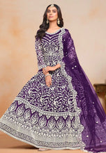 Load image into Gallery viewer, Elegant Purple Embroidered Anarkali Gown
