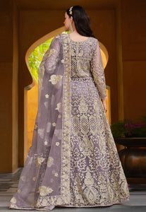 Elegant Purple Heavy Embroidered Designer Anarkali