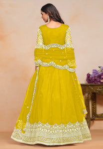 Elegant Yellow Embroidered Anarkali Gown