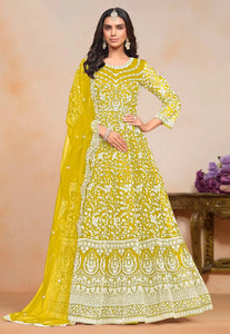 Elegant Yellow Embroidered Anarkali Gown