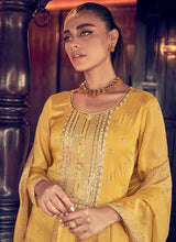 Load image into Gallery viewer, Elegant Yellow Embroidered Straight Pant Suit
