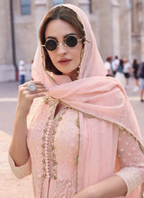 Load image into Gallery viewer, Elegant Pink Embroidered Sharara Style Suit
