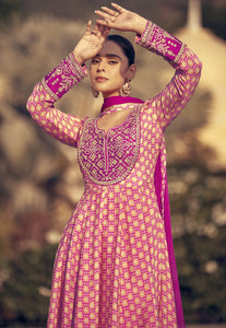 Embroidered Dark Pink Anarkali with Modern Flair