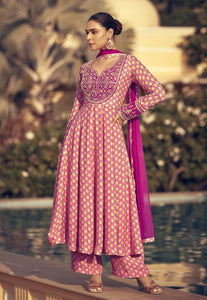 Embroidered Dark Pink Anarkali with Modern Flair