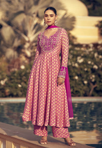 Embroidered Dark Pink Anarkali with Modern Flair