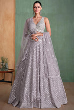 Load image into Gallery viewer, Embroidered Elegance Grey Lehenga Choli
