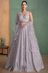 Embroidered Elegance Grey Lehenga Choli