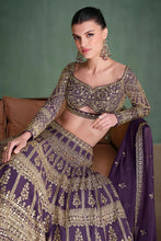 Load image into Gallery viewer, Embroidered Elegance Violet Lehenga Choli
