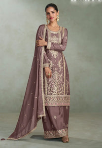 Embroidered Mauve Gharara Suit 