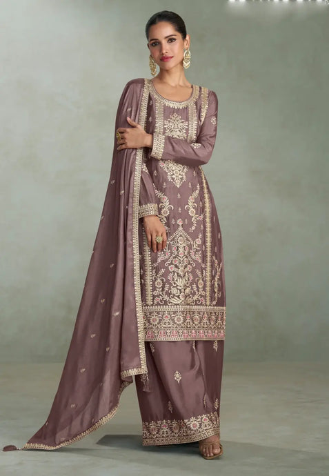Embroidered Mauve Gharara Suit 