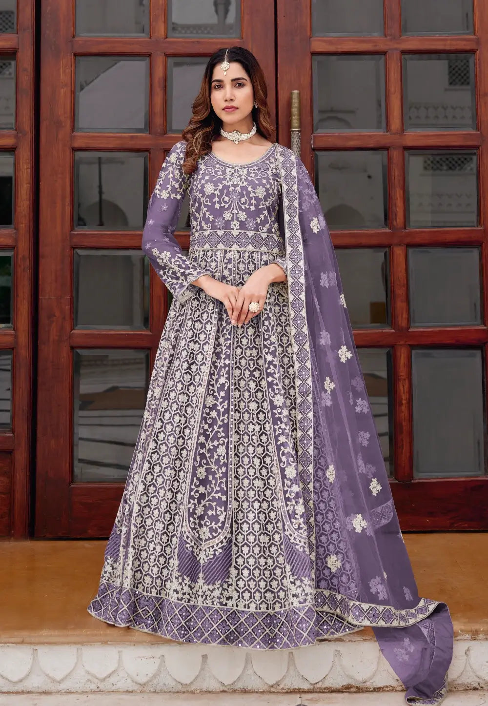 Embroidered Purple Anarkali Suit