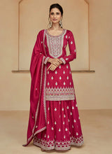 Load image into Gallery viewer, Ensembled Pink Heavy Embellished Sharara Style Suit
