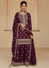 Load image into Gallery viewer, Ensembled Purple Heavy Embellished Sharara Style Suit
