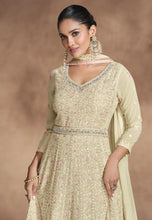 Load image into Gallery viewer, Ethereal Elegance Embroidered Ivory Anarkali Gown
