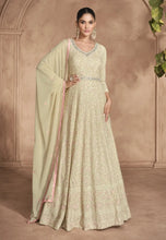 Load image into Gallery viewer, Ethereal Elegance Embroidered Ivory Anarkali Gown
