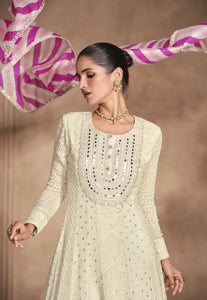 Ethereal Elegance Embroidered Off White Anarkali Gown