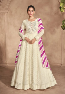 Ethereal Elegance Embroidered Off White Anarkali Gown