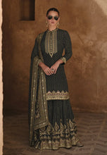 Load image into Gallery viewer, Exquisite Embroidered Black Sharara Suit
