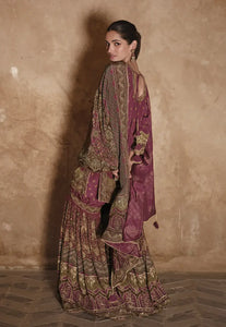 Exquisite Embroidered Mauve Pink Sharara Suit