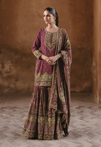 Exquisite Embroidered Mauve Pink Sharara Suit