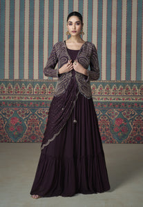 Exquisite Embroidered Wine Gown Timeless Elegance