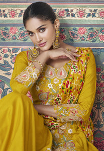 Exquisite Embroidered Yellow Gown Timeless Elegance