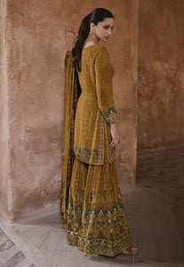 Exquisite Embroidered Yellow Sharara Suit