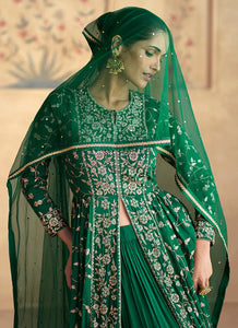 Exquisite Zari Embroidered Green Lehenga