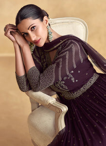 Exquisite Zari Embroidered Purple Anarkali