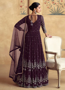 Exquisite Zari Embroidered Purple Anarkali