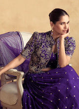 Load image into Gallery viewer, Exquisite Zari Embroidered Violet Lehenga
