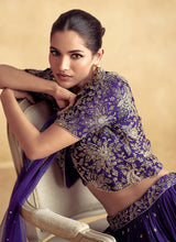 Load image into Gallery viewer, Exquisite Zari Embroidered Violet Lehenga
