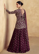 Load image into Gallery viewer, Exquisite Zari Embroidered Wine Red Lehenga 
