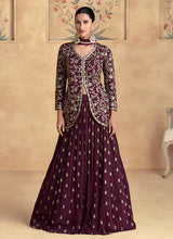 Load image into Gallery viewer, Exquisite Zari Embroidered Wine Red Lehenga 
