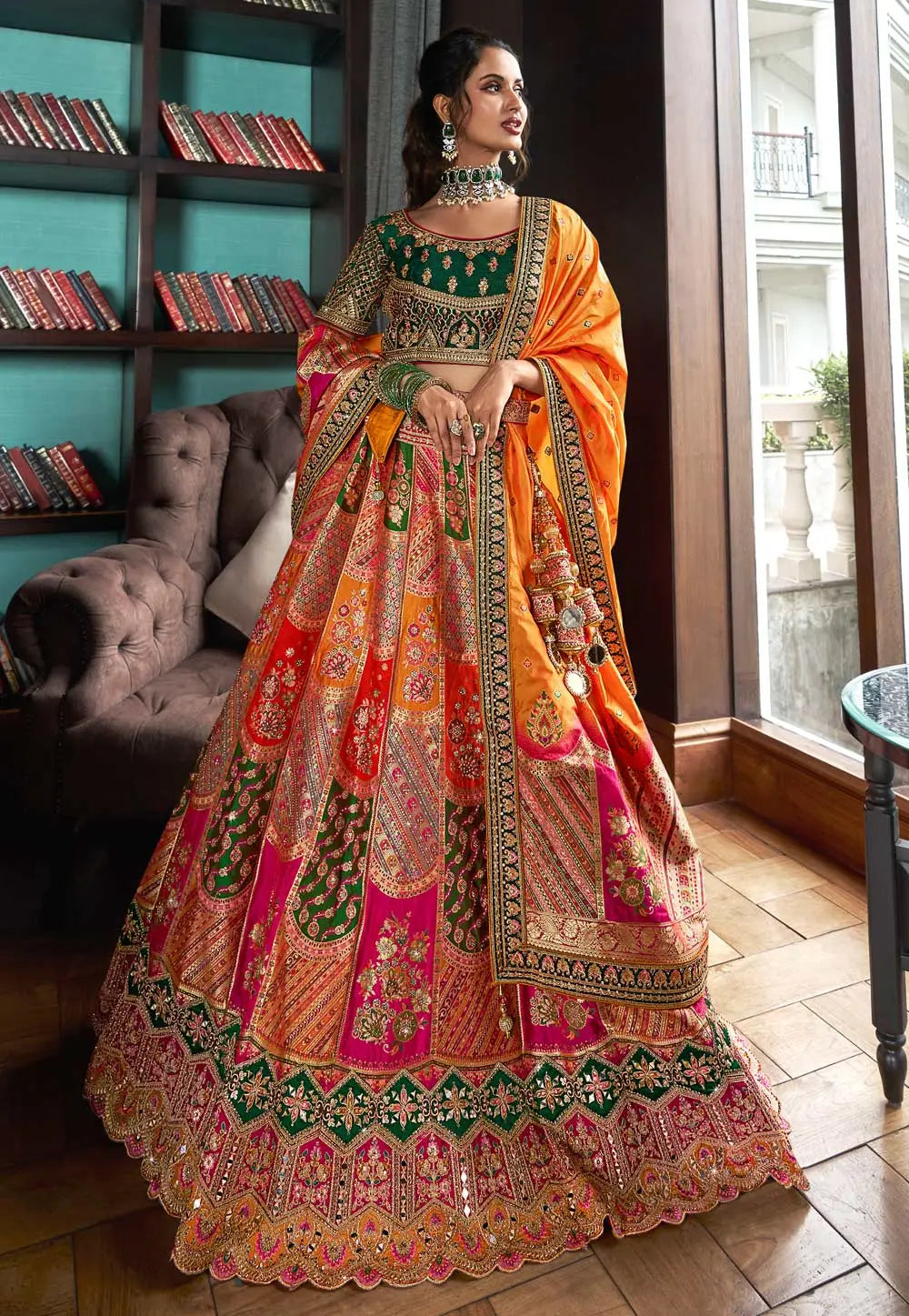 Festive Flair Multi-Hued Embroidered Lehenga Choli