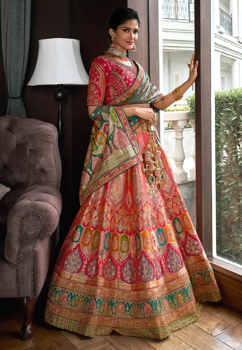 Festive Flair Multi-Hued Embroidered Lehenga Choli