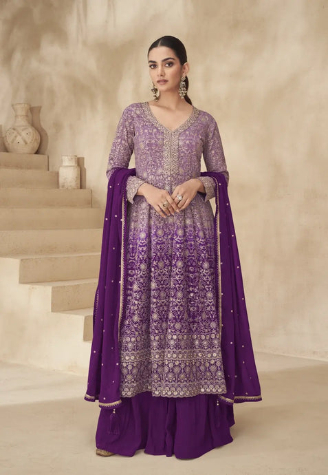 Flawless Slit Style Purple Anarkali Lehenga