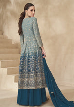 Load image into Gallery viewer, Flawless Slit Style Teal Blue Anarkali Lehenga
