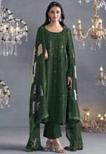 Load image into Gallery viewer, Flawless Sophistication Embroidered Dark Green Pant Suit
