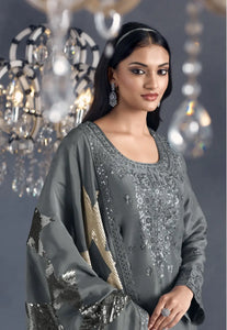 Flawless Sophistication Embroidered Grey Pant Suit