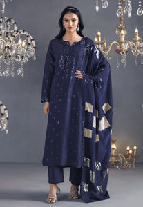 Flawless Sophistication Embroidered Navy Blue Pant Suit