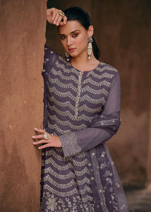 Glamourous Dark Grey Heavy Embroidered Gharara Suit