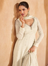 Load image into Gallery viewer, Graceful Cream Embroidered Anarkali Gown
