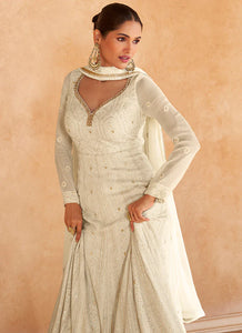 Graceful Cream Embroidered Anarkali Gown